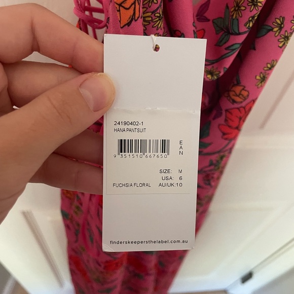 Anthropologie Finders Keepers Floral Pink Jumpsuit Medium 6 - Picture 4 of 6